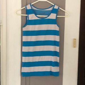 Blue and white striped tank